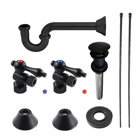 Kingston Brass Plumbing Sink Trim Kit with PTrap and Overflow Drain, Matte Black CC53300VOKB30
